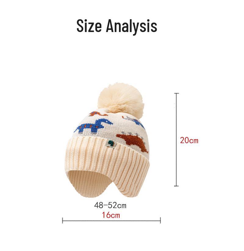Kids' Wool Dinosaur Winter Hat & Scarf Set with Ear Protection - Plush, Warm Knit for Boys & Girls