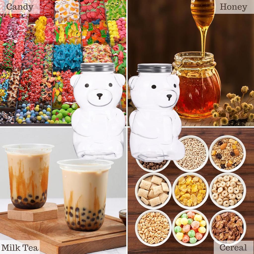 500ml Portable Cartoon Bear Transparent Bottles Cute Reusable Drink Containers for Bubble Tea Juice Milkshake Party Supplies