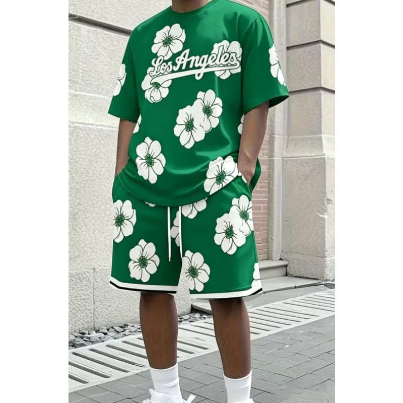 Personalisierter amerikanischer Sport-Zweiteiler Kalifornien 1987 bedrucktes kurzärmeliges T-Shirt + lässige Shorts Herren Trendiger Anzug
