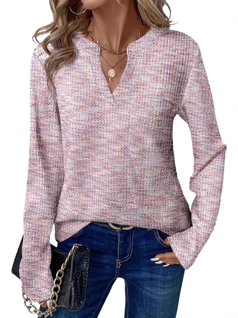 Autumn Women's Fashion V-Neck Long Sleeve T-Shirt, Trendy and Versatile Top