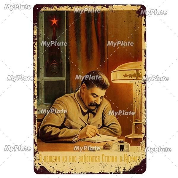 Russian Metal Sign Plaque Tin Sign Plate Wall Decor For Bar Club Man Cave Aviation Poster Classical Stalin Leader Poster