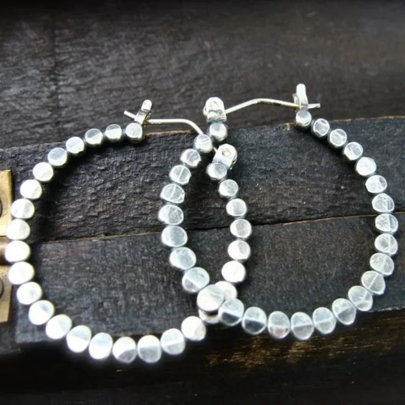 Бохо Винтажный Шарм Женские Серьги-Кольца Ручной Работы Серебристого Цвета Вечерние Украшения Подарки