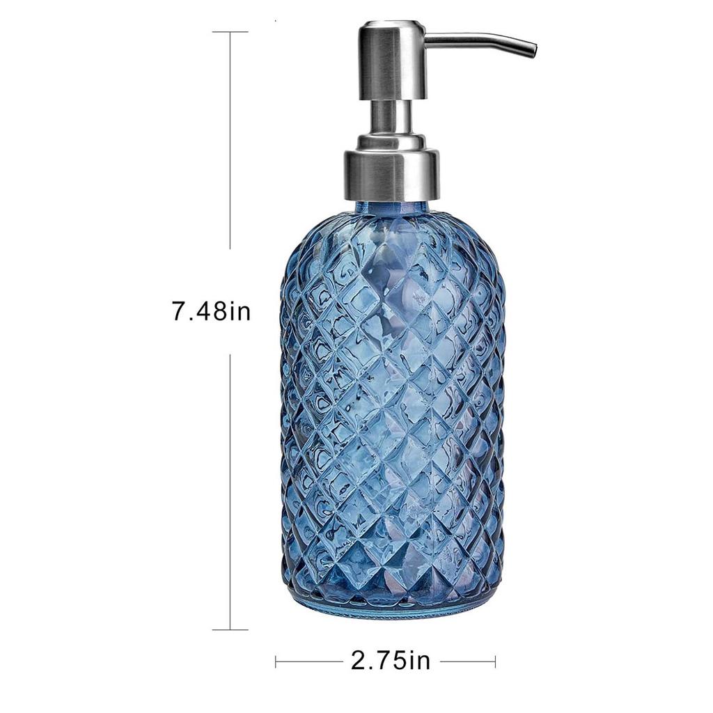 Glass Soap Dispenser Maual Liquid Soap Dispenser Bottle Refillable with 304 Stainless Steel Pump for Laundry Hotel Kitchen