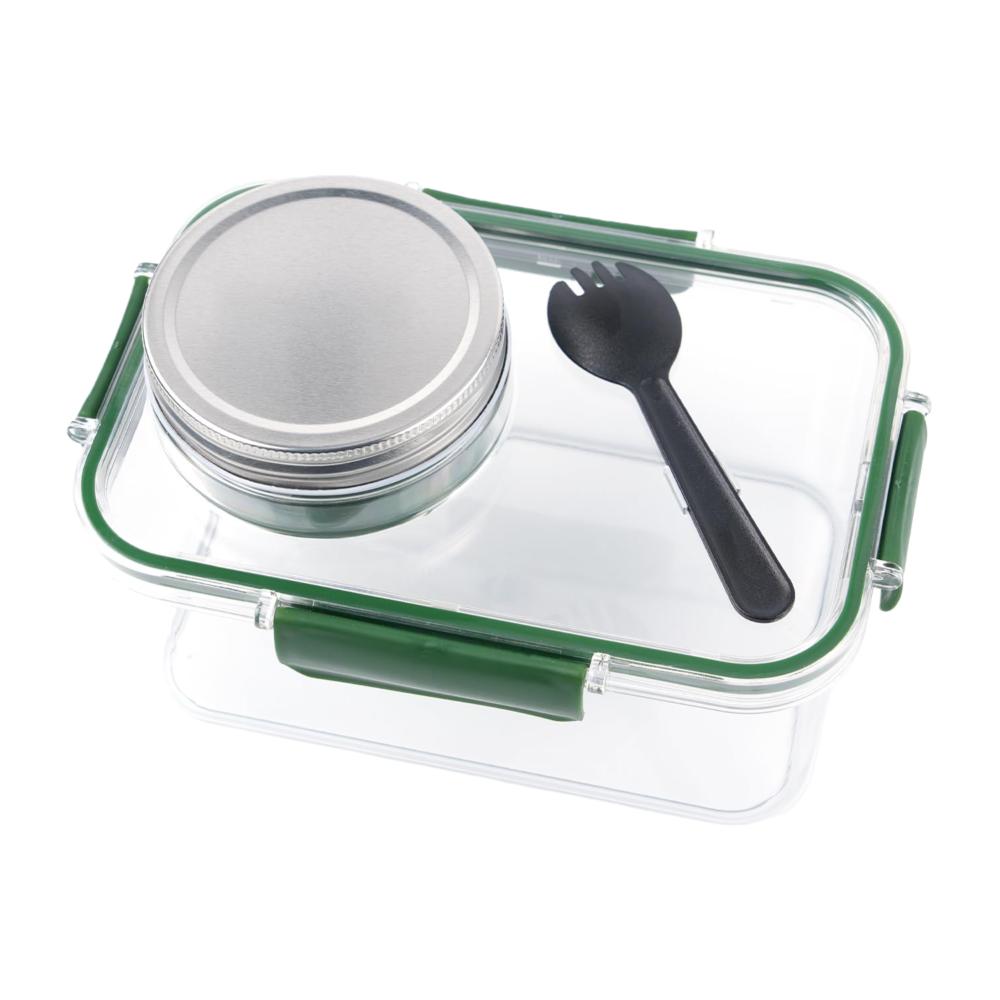 Portable Salad Pod Mason Jar Leakproof with Condiment Compartment Salad Container Matching Fork Transparent Keep Fresh Salad Box