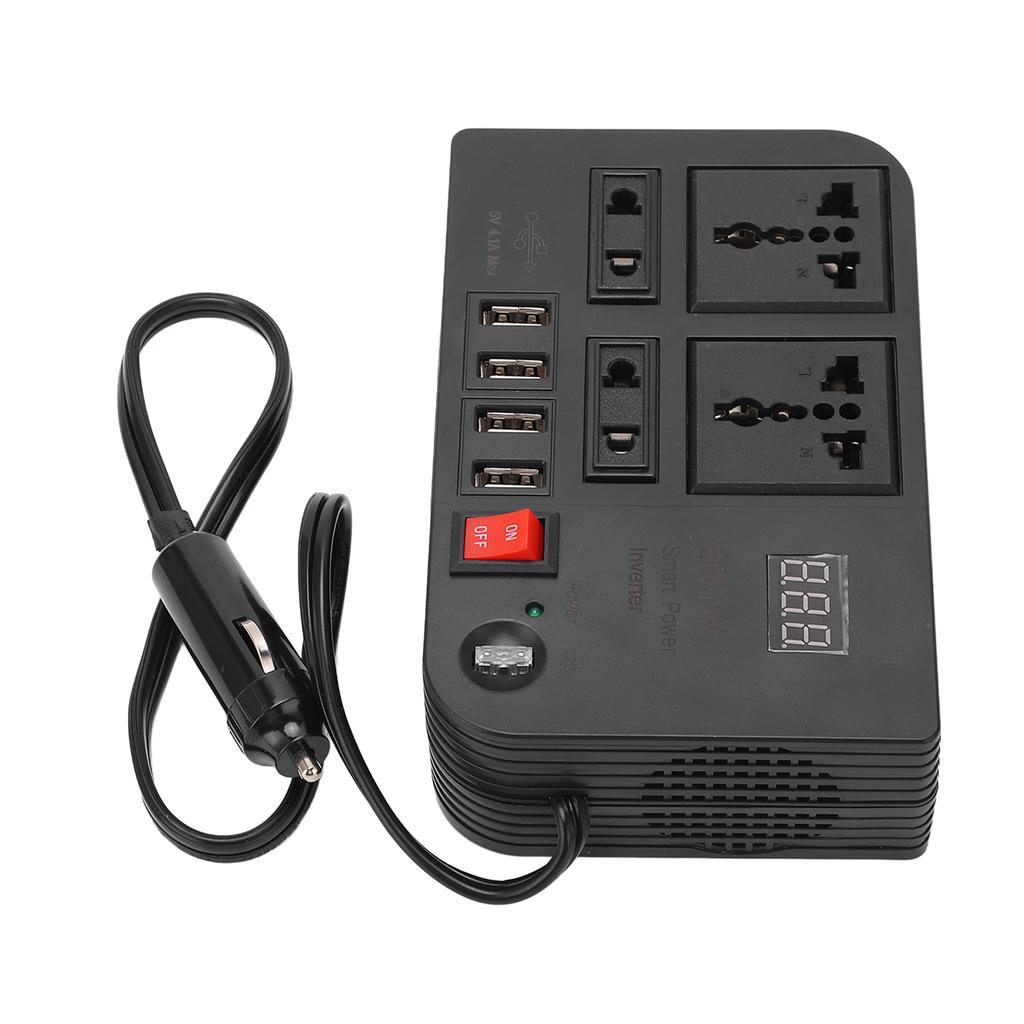 DC 12 To AC 220V Power Converter Electrical Inverter Transformer with 4 USB Ports and 4 Outlets