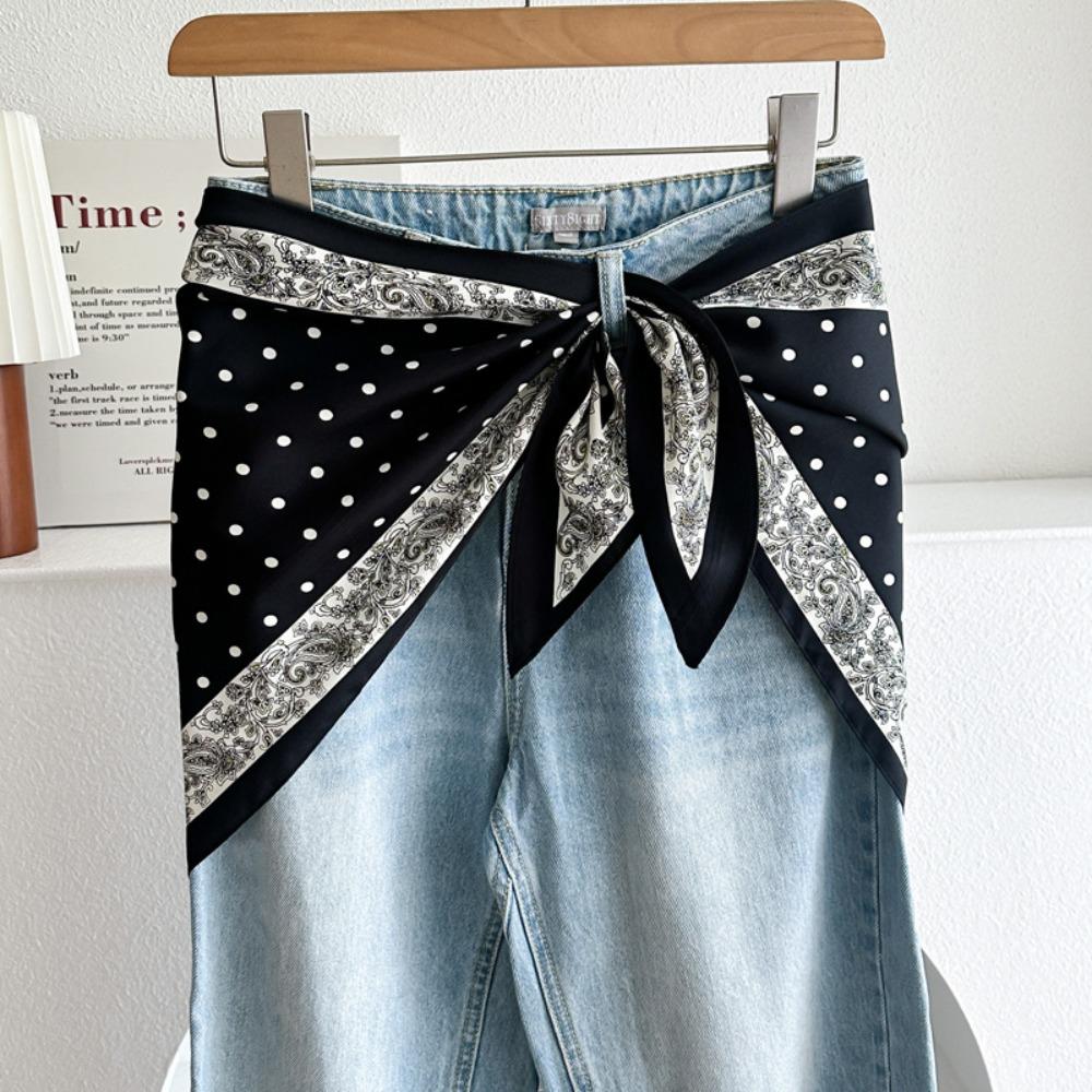 Sciarpa di Seta Raso Moda Stile Letterario Stile Etnico Sciarpa da Vita da Donna Accessorio Versatile Accessorio per la Vita dei Jeans Vita dei Jeans