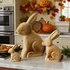 Unfinished Wood Rabbit Statue Rustic Easter Blank Wood Bunny Model DIY Animal Painting Crafts for Spring Party Tabletop Decoration