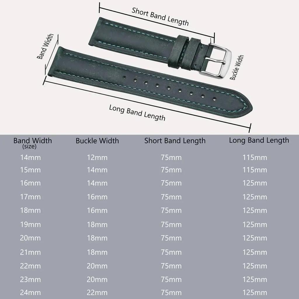 BISONSTRAP Crazy Horse Leather Watch Strap 18mm 20mm 21mm 22mm 24mm Replacement Belt Rose Gold Buckle Band for Men Watchbands