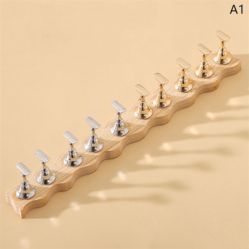Magnetic Nail Holder Wooden Display Stand For False Nail Tips Gel Polish Showing Shelf Palettes Manicure Practice Tools Supply