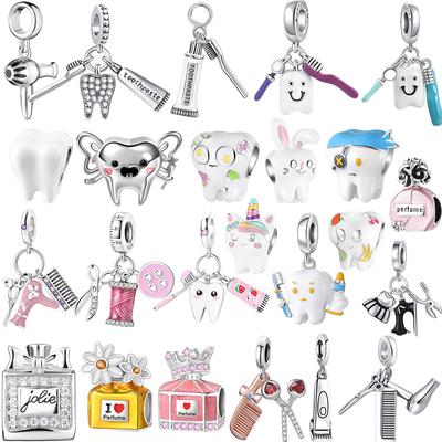 Copper Protect Teeth Hair Dryer Hairstyle Pendant Charm Beads Fit Necklace Bracelets Keychain Diy Jewelry For Woman