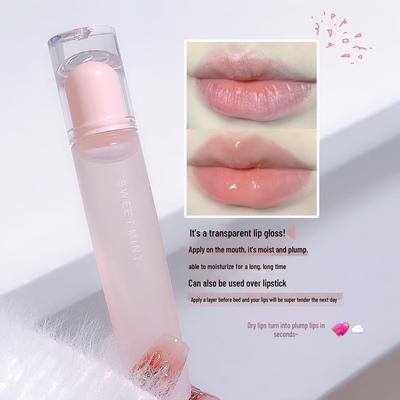 Süßer Minz-Lipgloss: Feuchtigkeitsspendendes, aufpolsterndes Lippenöl & Primer für glatte, rissfreie Lippen. Farbloses Finish.