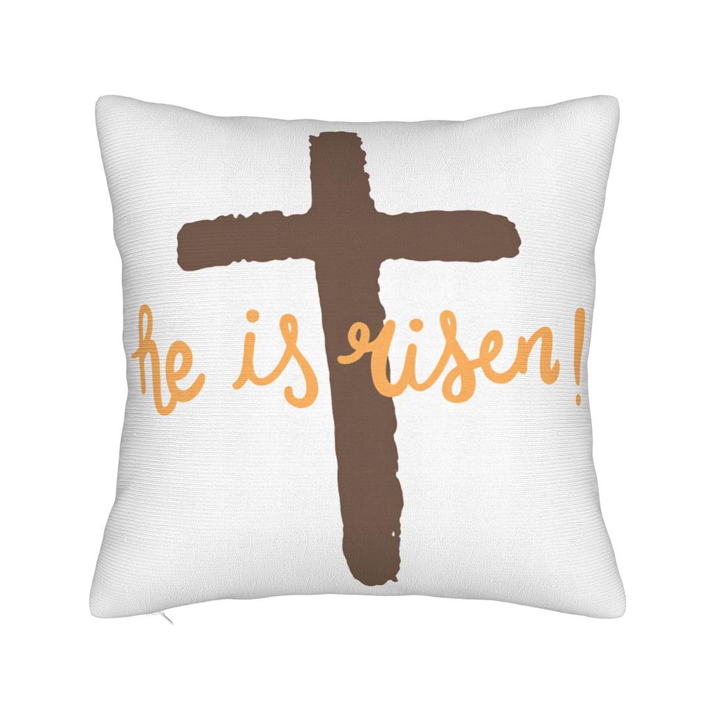 Pillow Cover He Is Risen Boho Easter Christian Jesus Vintage Pillow Case For Sofa Bedroom Home Decor Pillowcases