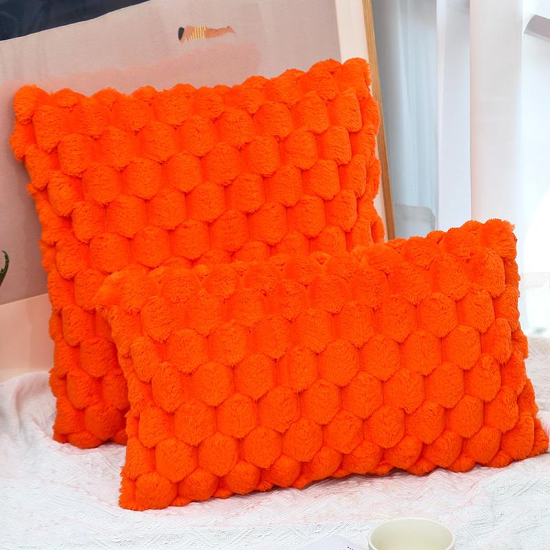 Plush Soft Pillowcase Solid Color Cushion Cover Red Throw Pillow Cover Home Decorative for Sofa Living Room Bedroom Cushion Case