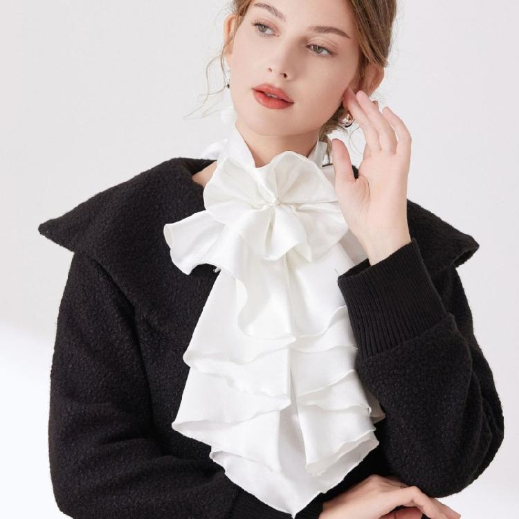 Courtstyle Jabot Drape Collar Neckpiece For Women Formal Occasion Sweater Blouse Costume Collar Decorative Accessory