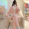 Women’s Winter Coral Fleece Pajama Set - Long Sleeve Flannel Cardigan, Thick Warm Plus Size Home Wear
