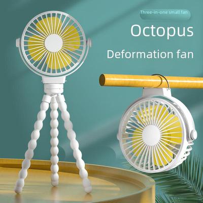 Compact USB Rechargeable Baby Stroller Fan: Portable Clip-On, Handheld Octopus Design