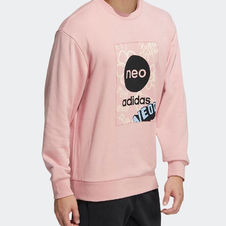 Adidas Neo Alphabet Logo Print Casual Pullover Sweatshirt Men Tops Pink HM7434