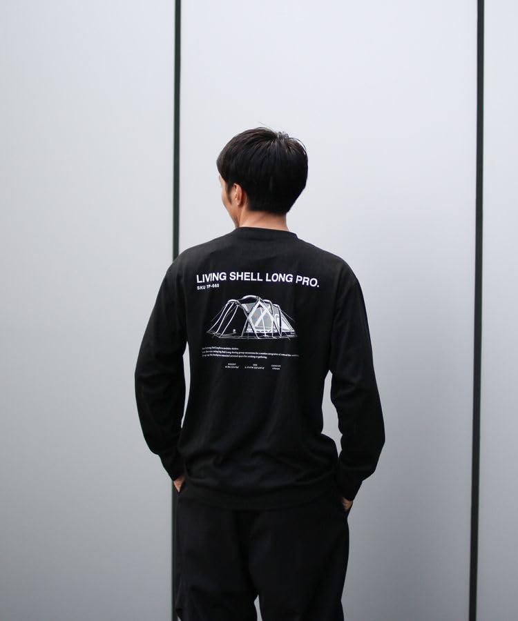 Snow Peak Living Shell Long Cut and Long and Size M Pro. L/S T-shirt EC-TS-25AU013, Sew, Sleeve, Men's Women's, Black,