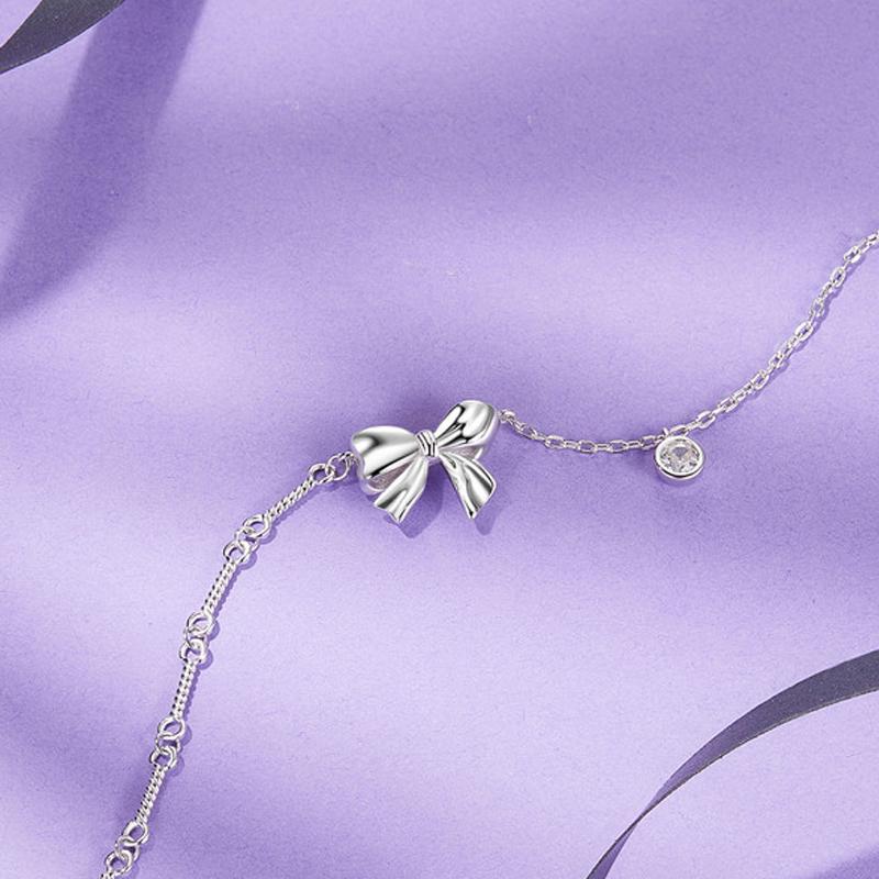 Barbie [Original design] Cute bow, elegant temperament, ins fan sweet decoration, 925 silver zircon bracelet, women's style ZJYSL-YS-017