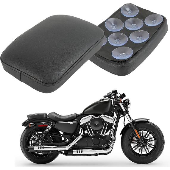 Motorcycle Rectangular Pillion Passenger Pad Seat 8 Suction Cup Rear Leather Passenger Seat Compatible with Harley Custom Cafe Racer Bobber Chopper чёрный