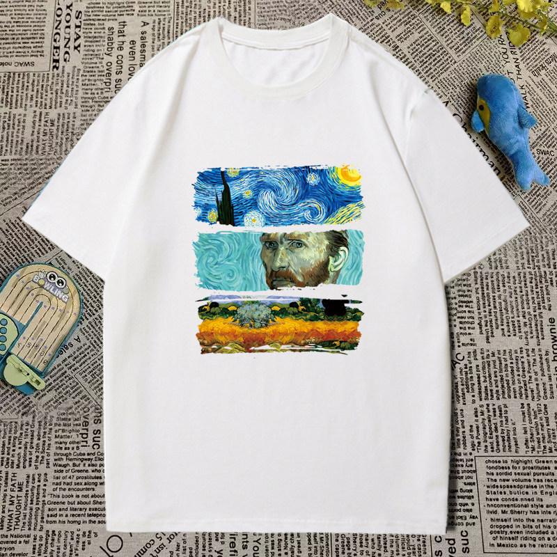 2026 Summer Children's T-Shirt Van Gogh Starry Night Print Parent-Child
