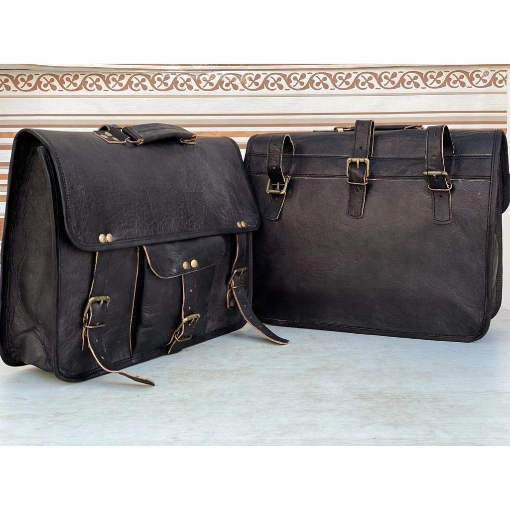 Motorcycle Leather Saddlebags Panniers Pouch Side