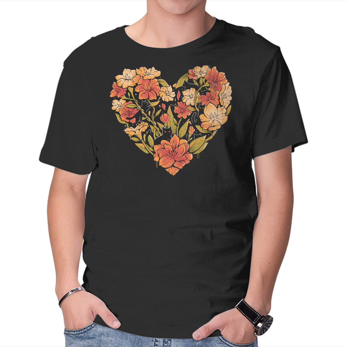 Unisex Crew Neck T-Shirt Wild Heart Graphic Short Sleeve Casual Tee XL