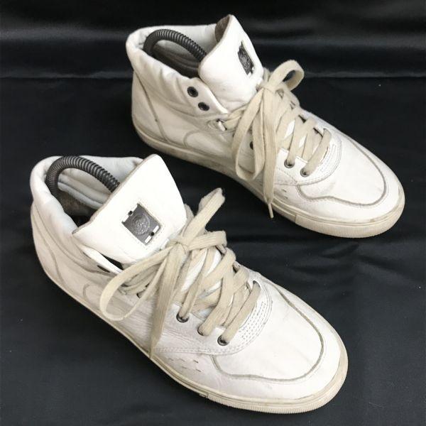 DIESEL Genuine Cow Leather High Cut Sneakers Short Boots White Size 25.5(USED)