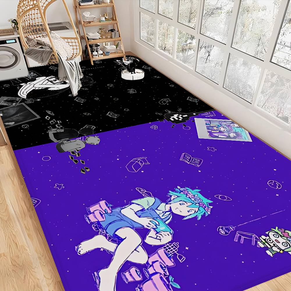 Anime Omori Badezimmermatte Anti-Rutsch Wasserabsorbierend Langes Streifenkissen Schlafzimmer Matte Willkommens-Fußmatte