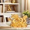 Auspicious Resin Golden Dragon Ornament For Living Room Office Wine Cabinet Craft Feng Shui Decoration