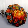 1pc Autumn Leaves Pumpkin Auto Folding Umbrella, Sturdy And Durable Automatic Folding Umbrella with 8 Ribs, Convenient for Outdoor Use125