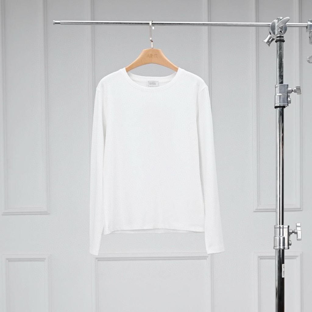Warren Hailong Casual Black & White Cotton Round Neck Stretch Long Sleeve Base Layer Tee LST033