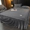 Jednobarevná sukně na postel Sametová pokrývka na postel na zimu Chrániče matrací šetrné k pokožce roupa de cama Domácí přehoz na postel (Žádný povlak na polštář)
