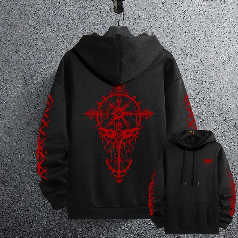 Men's Ancient Raven Print Pullover 2025 Brand New Black Sweatshirts Autumn Winter Male Daily Casual Sporty Jogging Hoodie
