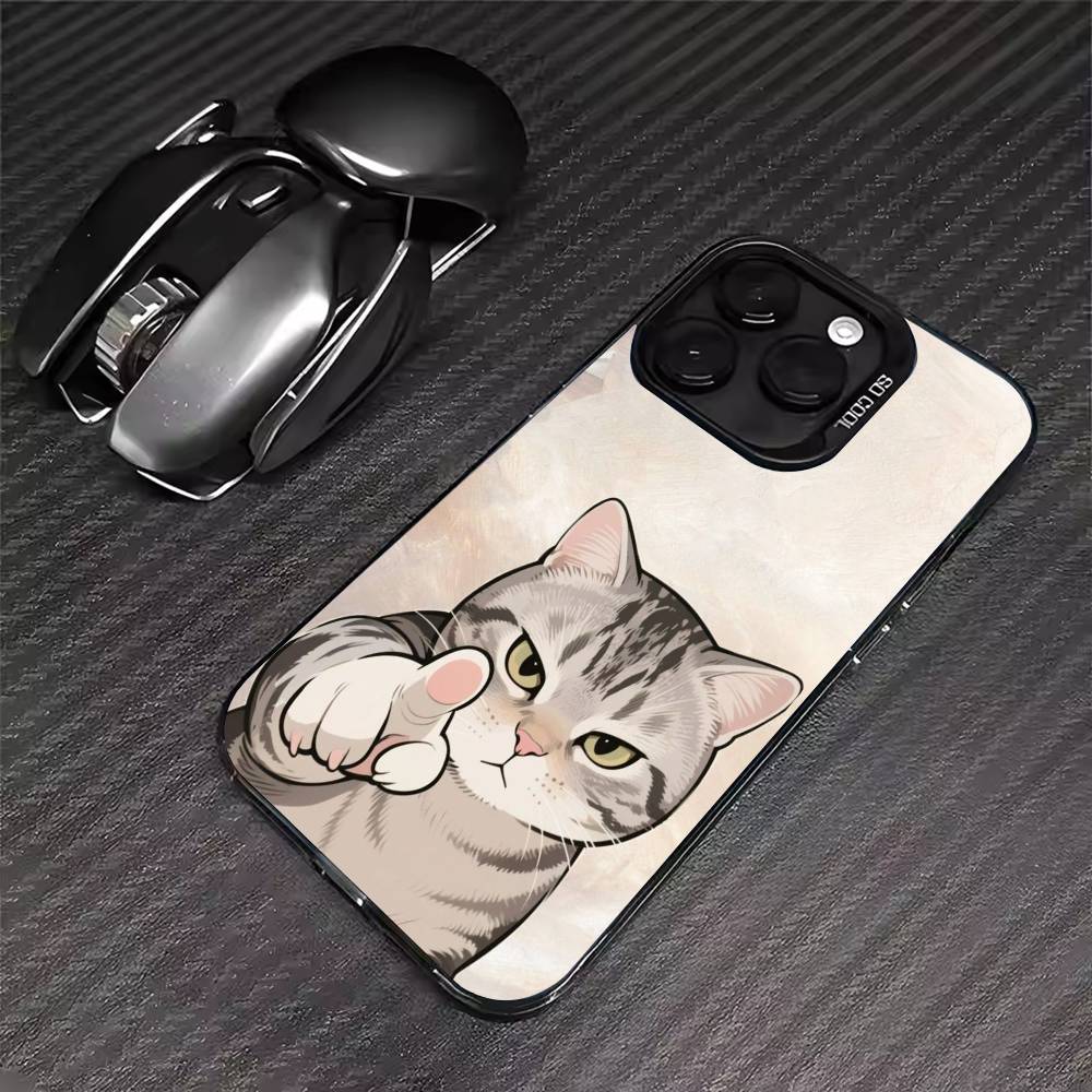 Popular Coffee Cat Cartoon Phone Case For iPhone 17 16 15 14 13 12 11 Pro Max XS Max 7 8 Plus Shockproof Silicone Matte Cover