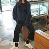 Alphabet Sweatshirt Women's Thin Loose Top Crew Neck Student Casual Pullover
