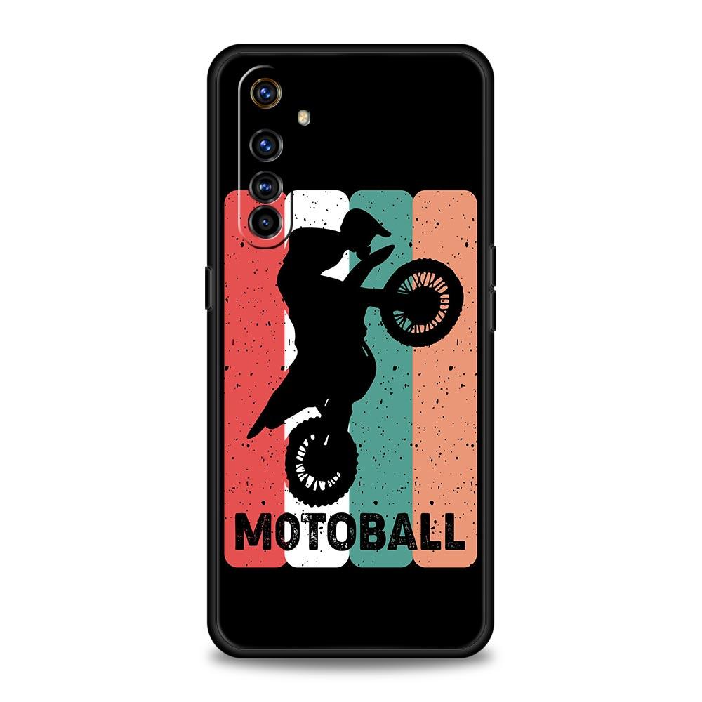 Moto Cross Motorcycle Sports Phone Case For Realme 10 9 8 5G 7 6 GT2 Pro Plus 9i 8i C21 C11 C25 C35 GT Neo 2 3 3T Black Cover