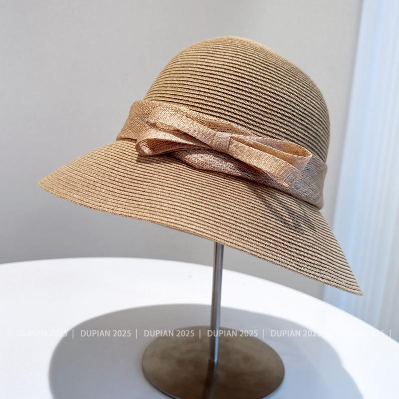 Summer Breathable Sombreros Sun Hats for Women Foldable Beach Hat Fisherman's Basin Caps Black Straw Hat Panama Cap