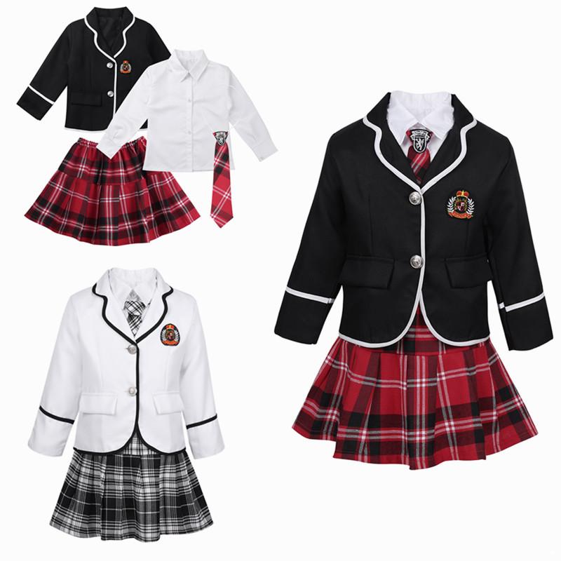 Kinder Jungen Mädchen Klassische Britische Japanische Koreanische Schuluniform Outfits Anime Cosplay Dress up Kostüme Hemd Anzug