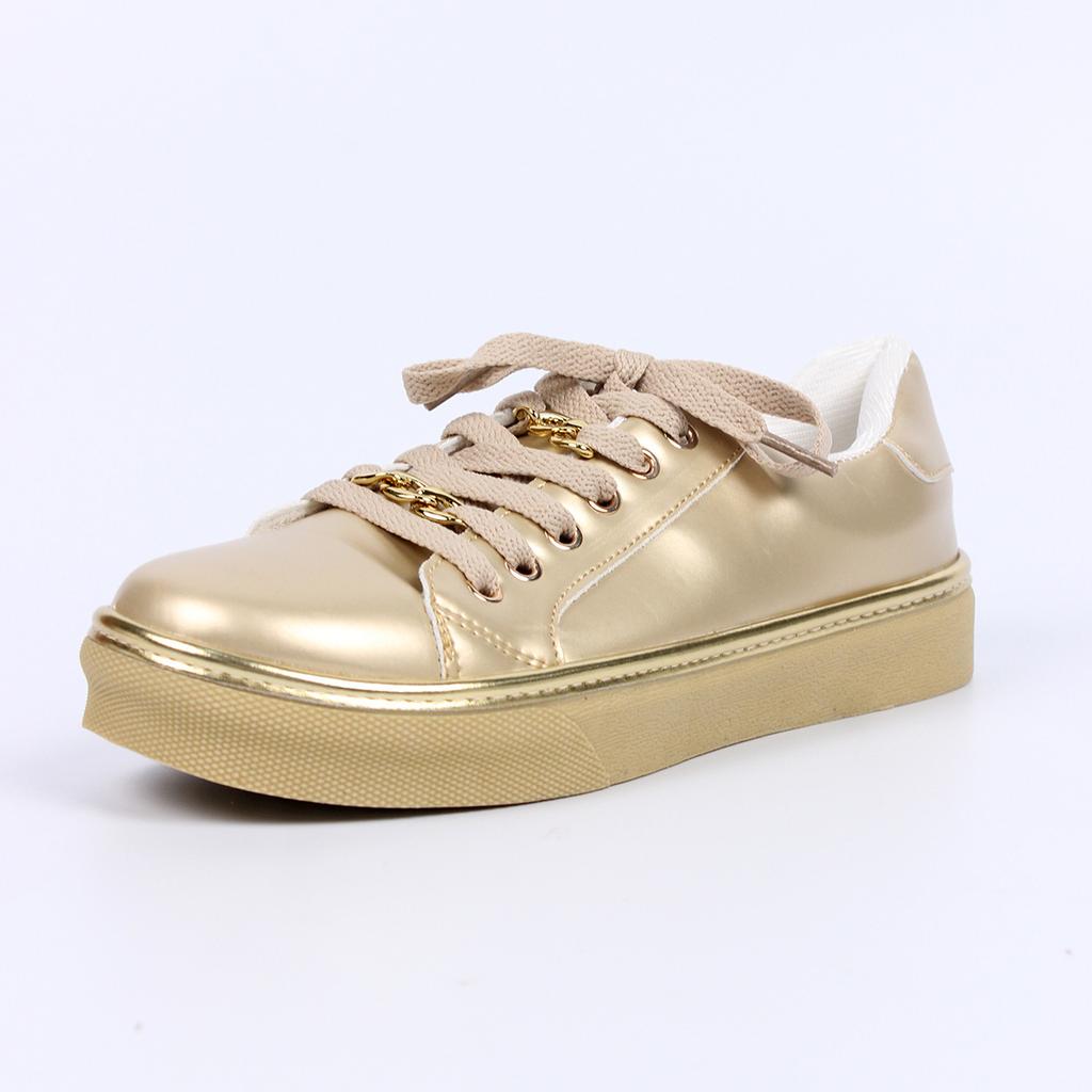 Platform Chain Sports Wind Low-top Single Shoes Women's Leather Front Lace-up Foot Cover Casual Sneaker Shoe Zapatos Mujer