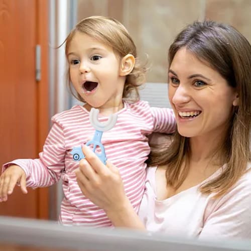 Yulokdwi U-Shaped Silicone Toothbrush, Toddler Toothbrush | Full Mouth Toothbrush with Soft Silicone Bristles, Oral Care for Boys, Girls, Kids, and To