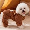 Warm Dog Plush Jumpsuit Cozy Cartoon Four Legged Plush Coat Soft Fleece Animal Pattern Dog Cotton Jacket Autumn Winter