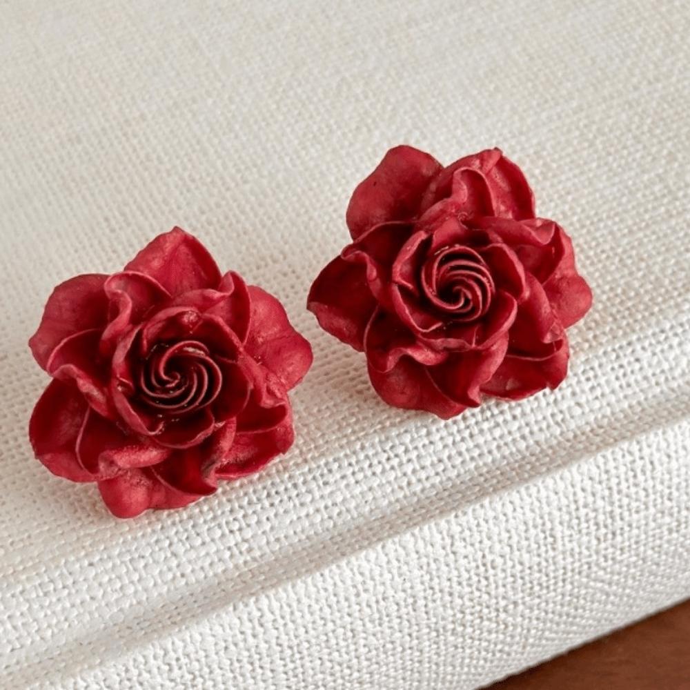 Resin Artificial Rose Earrings Sweet Romantic Ear Hooks Premium Preserved Flower Earrings  Wedding Style B