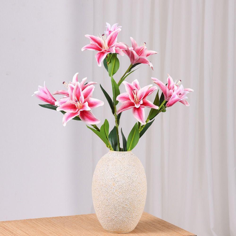 Multicolor Lily Artifiical Flowers Double Layers Simulation Flowers  Home Decoration