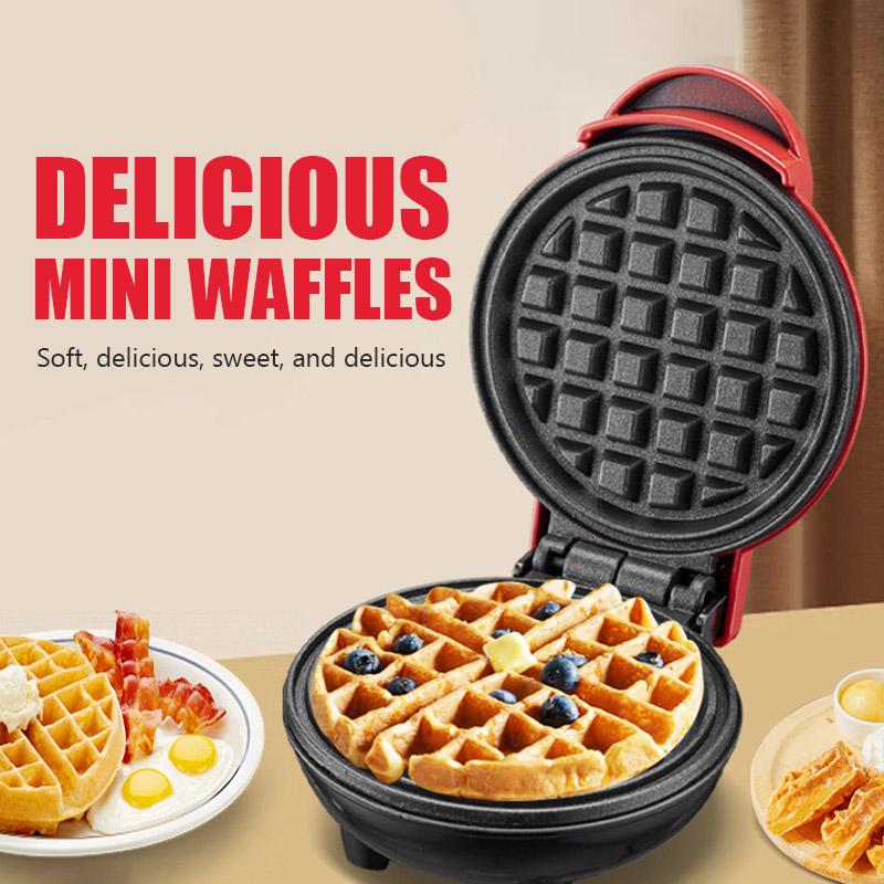 Elektrischer Mini-Waffelmaker Doppelseitige Heizung Hausgemachtes Frühstücks-Röster Küche Kleine Dessert-Kochmaschine