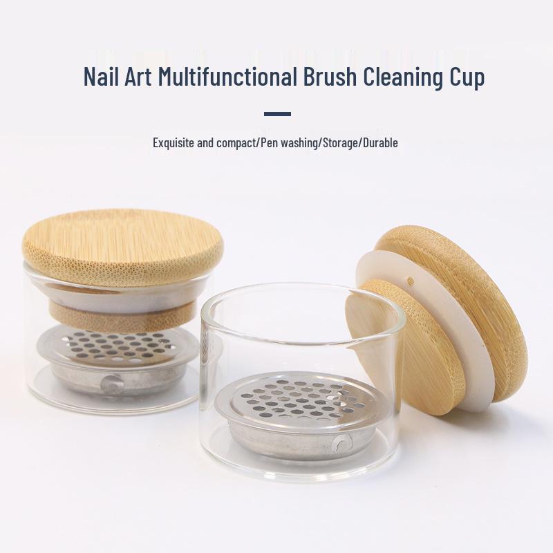 Nail Art Glitter Wash Cup with Lid & Stainless Steel Filter