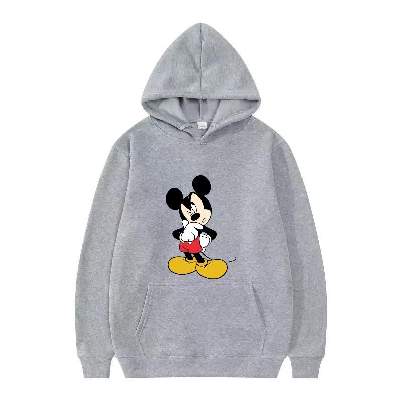 Disney Mickey Mouse Pattern Woman Streetwear Loose Grey Winter Tops Clothes Pullovers Ladies Cheap 90s Hoodies Men Sweatshirts