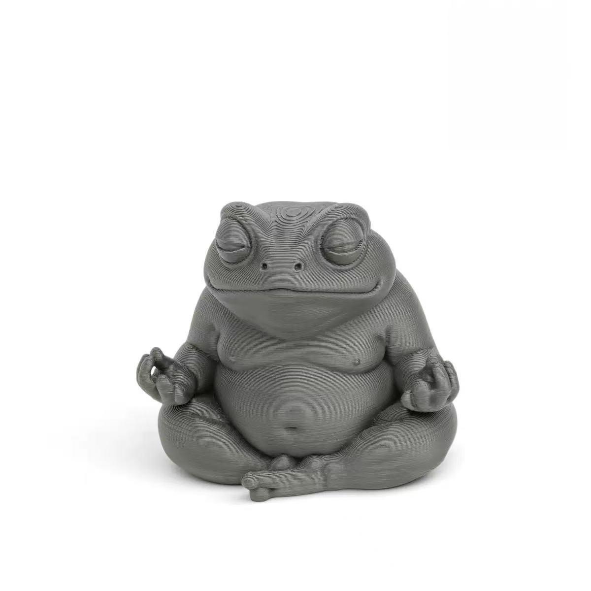 A chubby Zen frog, a meditation frog, a 3D printed decorative item, suitable for home and office, a very good gift светло-серый