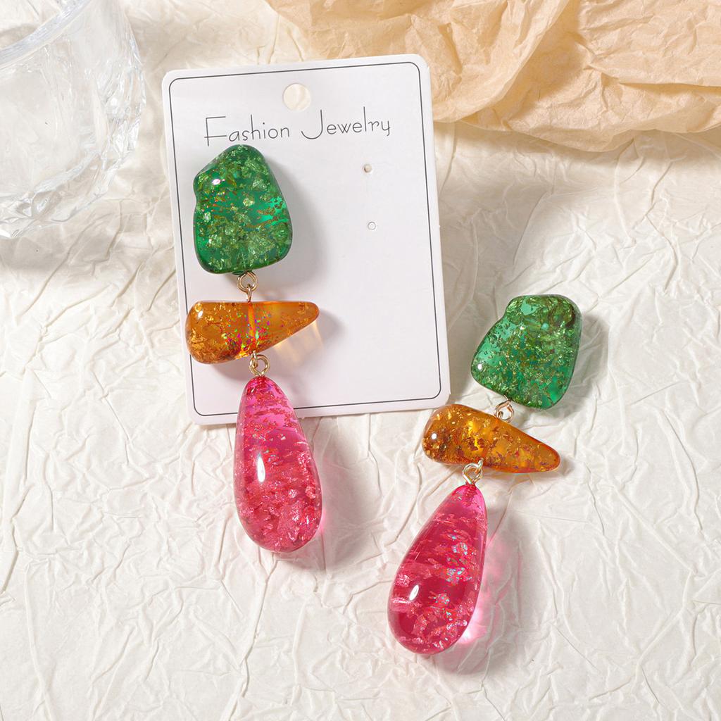Retro High-end Geometric Pendant Colorful Earrings