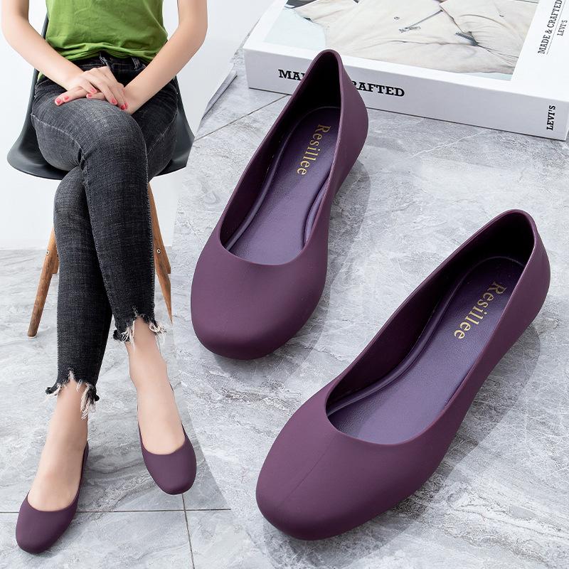 2023 Summer Women's Solid Color Waterproof Jelly Sandals - Thick-Soled, Shallow Mouth, Closed Toe